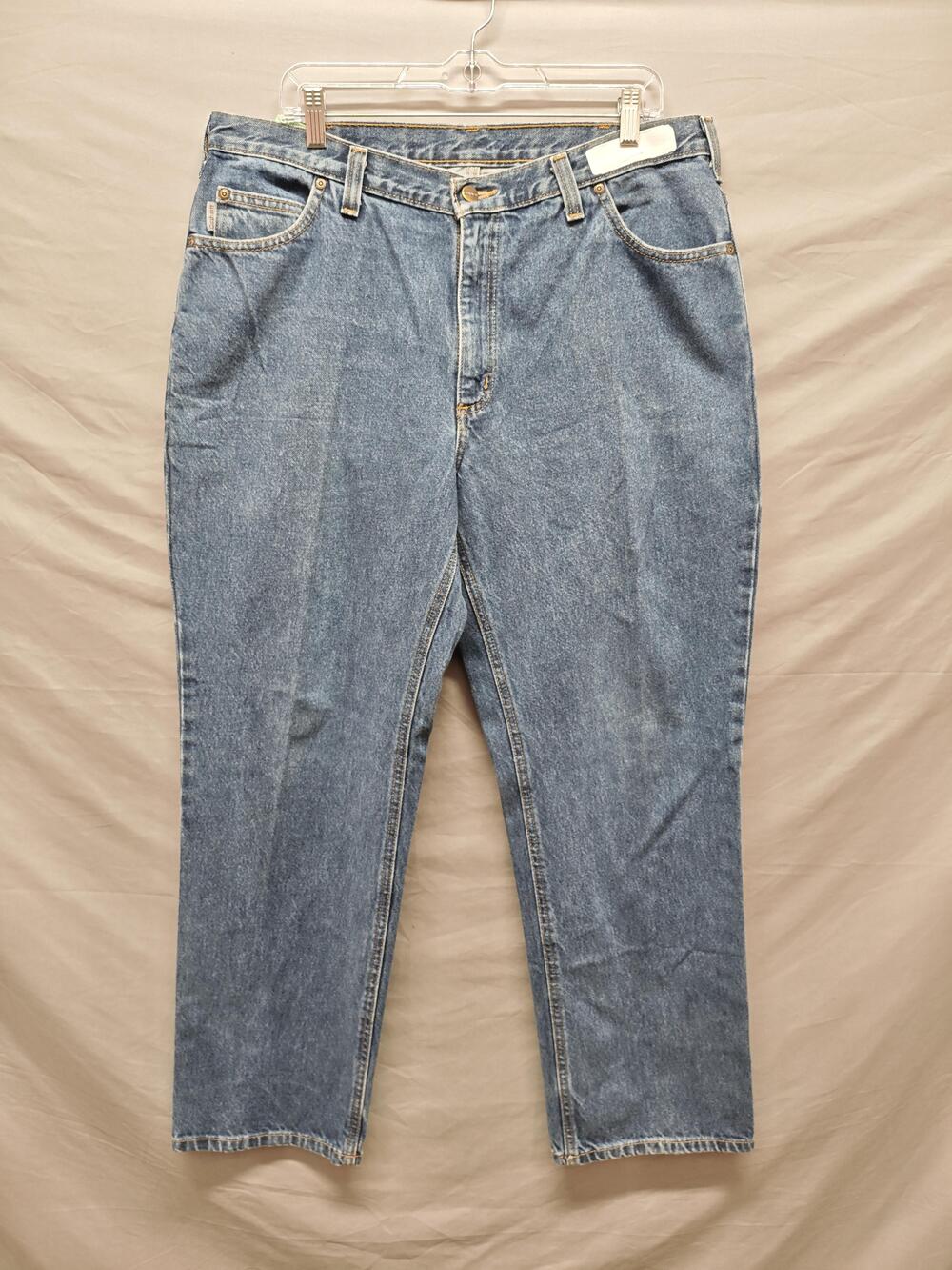 Carhartt Jeans Mens 38x30 Blue Denim Relaxed Fit Straight Leg Workwear 5 Pocket
